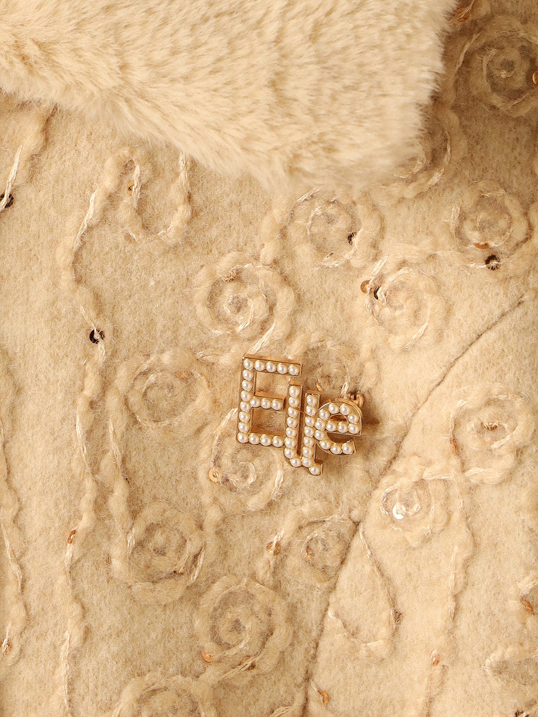 ELLE Girls Beige Regular Fit Knotch Collar Overcoat