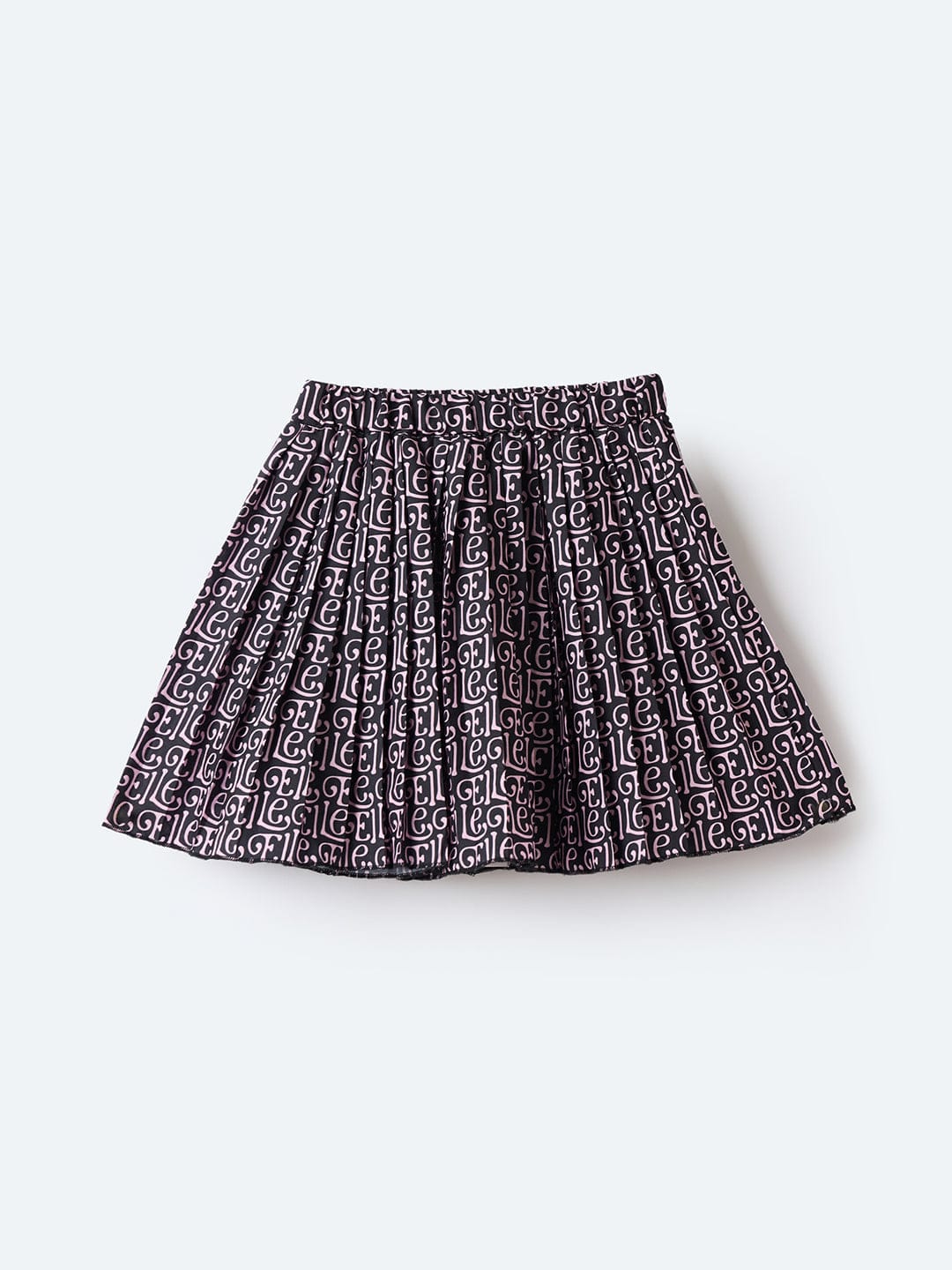 ELLE Girls Black Woven Regular Fit Pleated Skirt