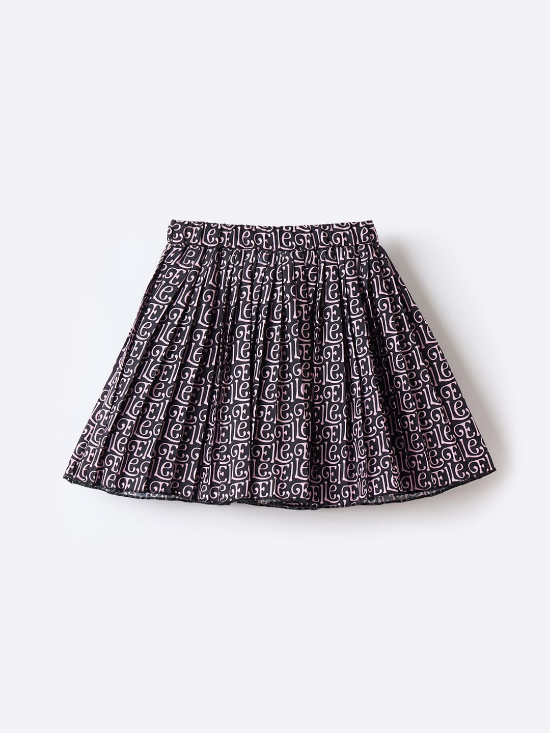 ELLE Girls Black Woven Regular Fit Pleated Skirt