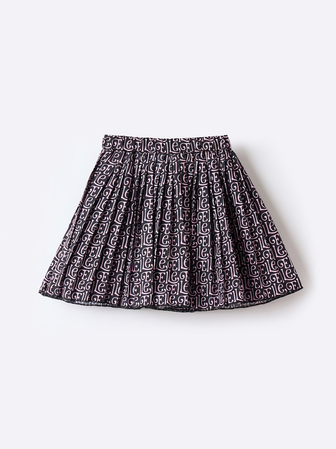 ELLE Girls Black Woven Regular Fit Pleated Skirt