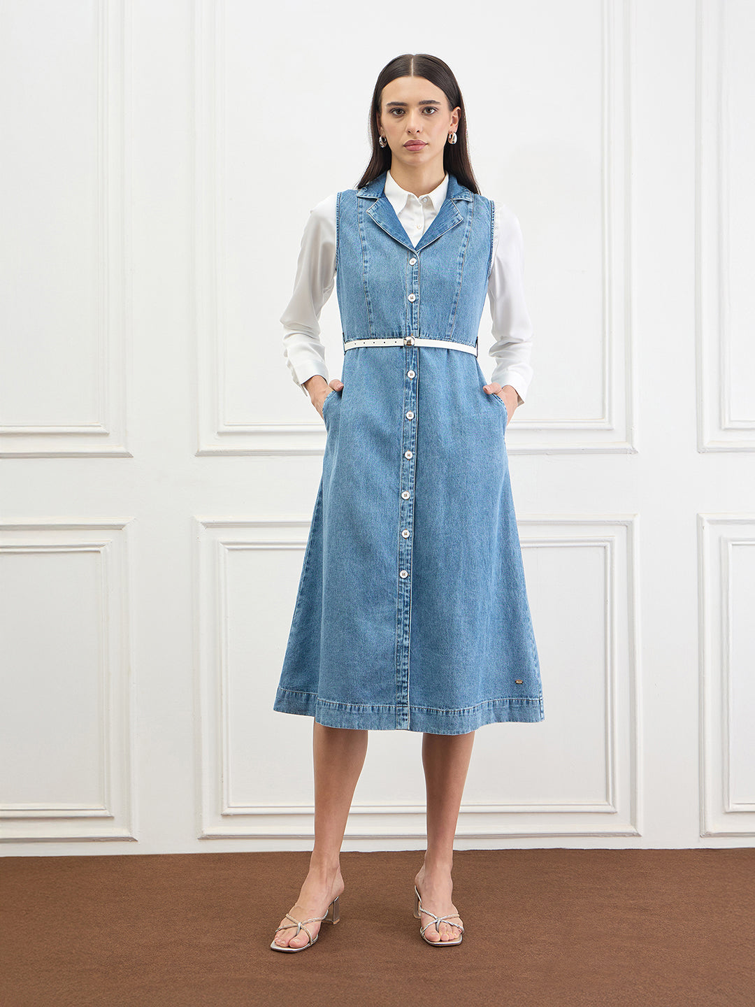 Elle Women Cotton Blue Dress