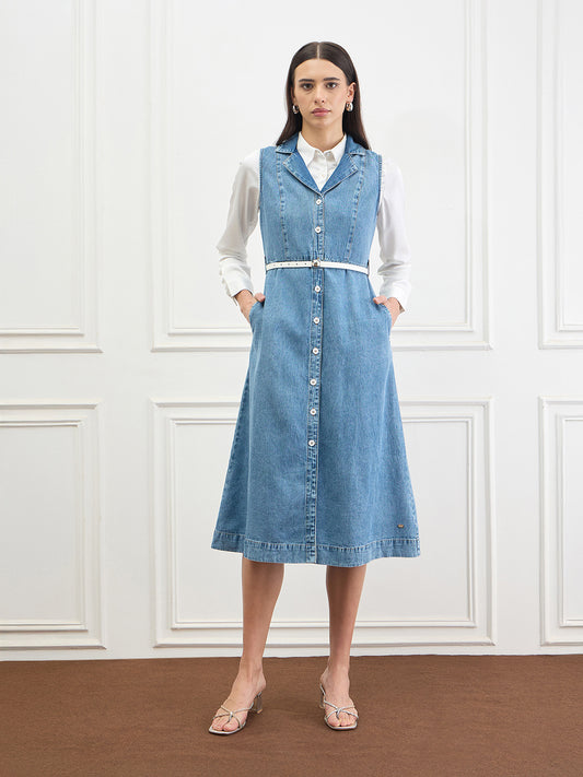 Elle Women Cotton Blue Dress