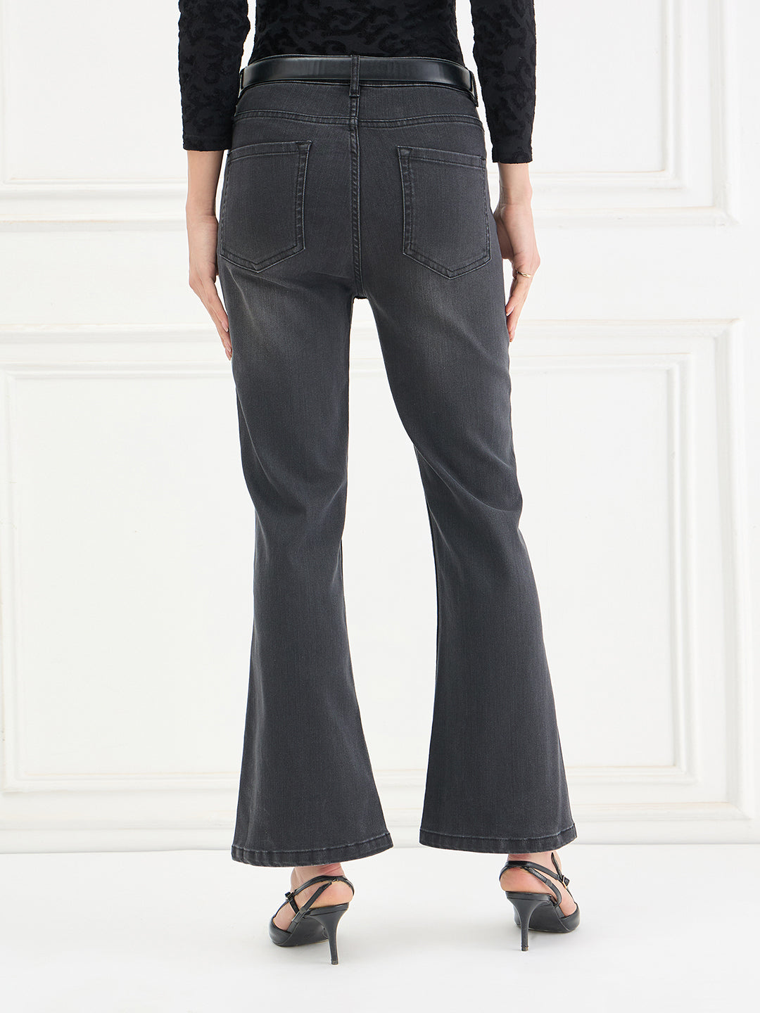 Elle Women Black Solid Bootcut Fit Jeans