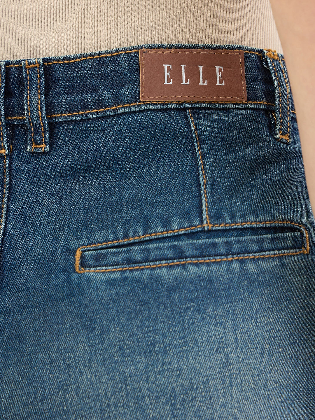 Elle Women Blue Solid Flared Fit Jeans