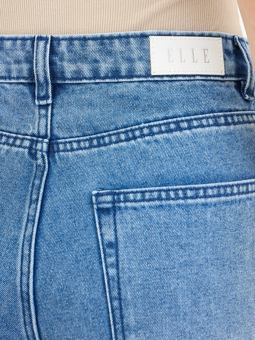 Elle Women Blue Solid Mom Fit Jeans