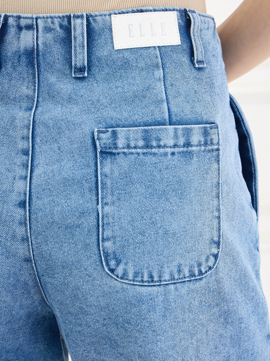 Elle Women Blue Solid Relaxed Fit Shorts