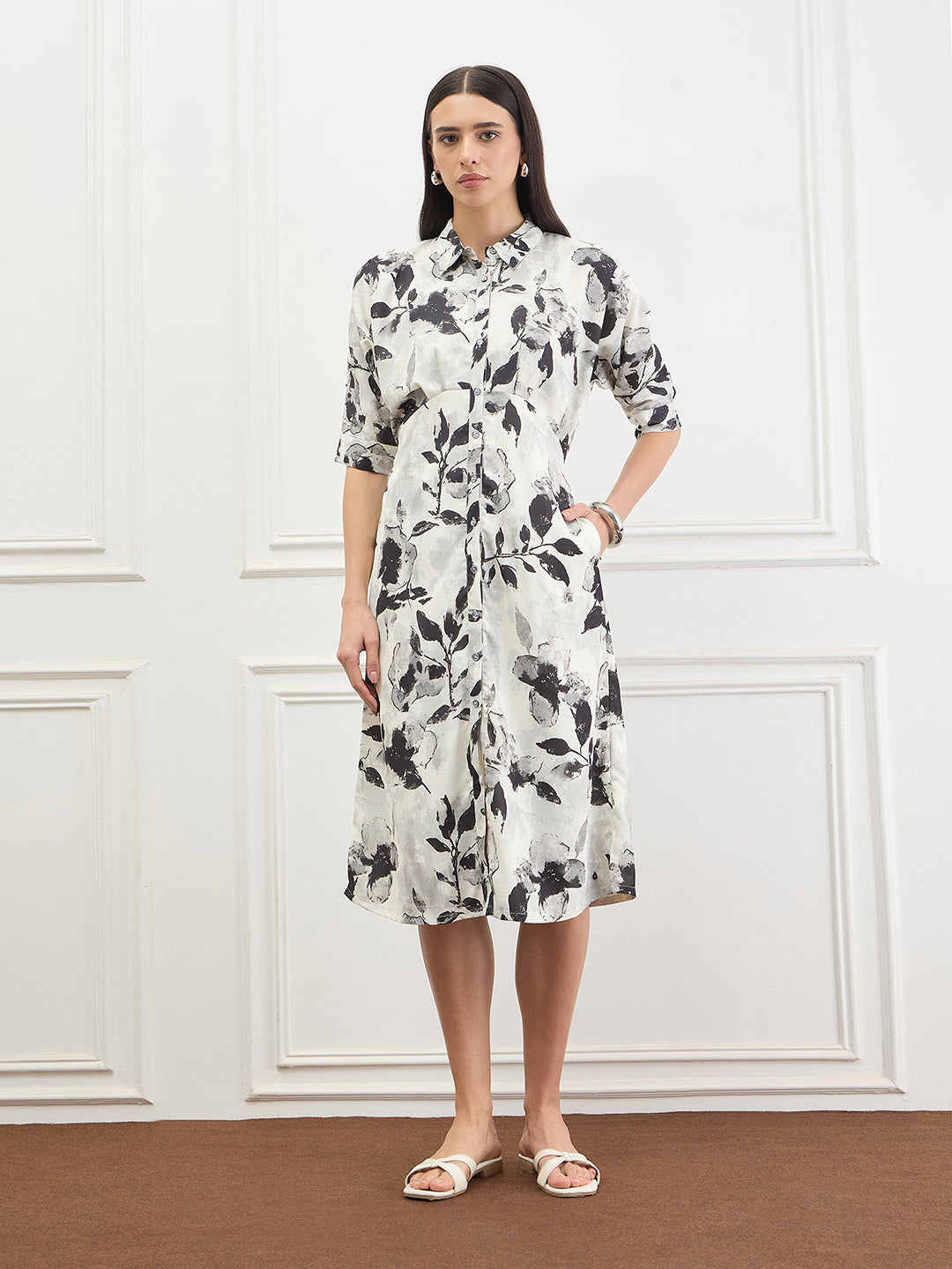 ICONIC Women White Printed Dress