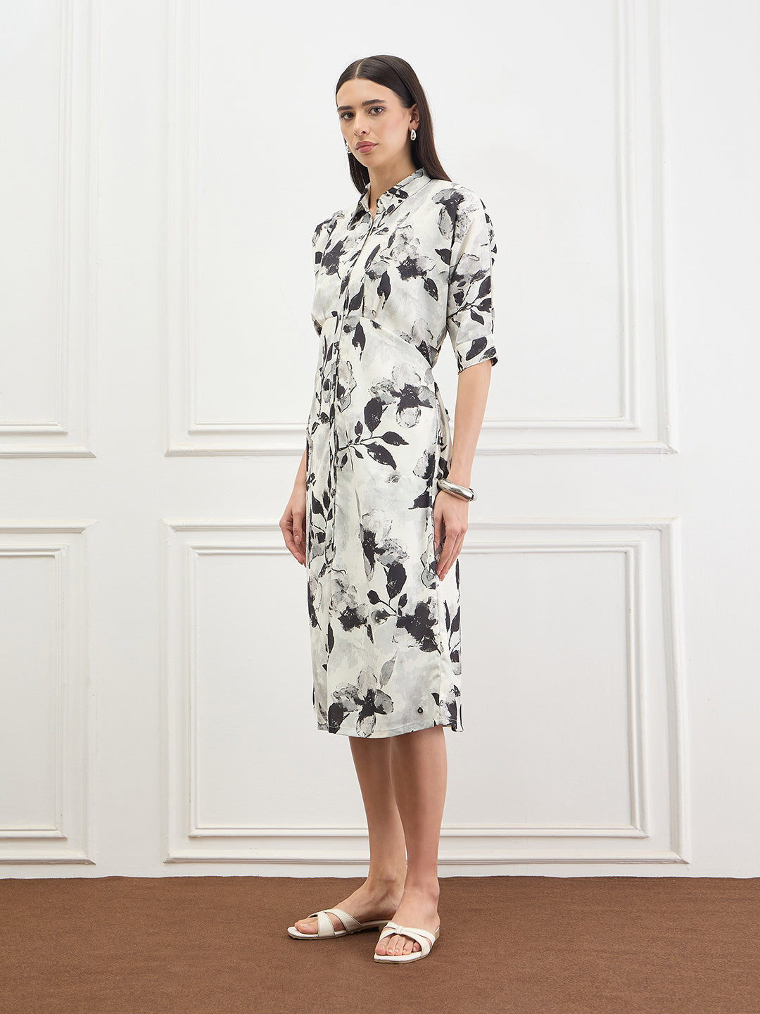 ICONIC Women White Printed Dress