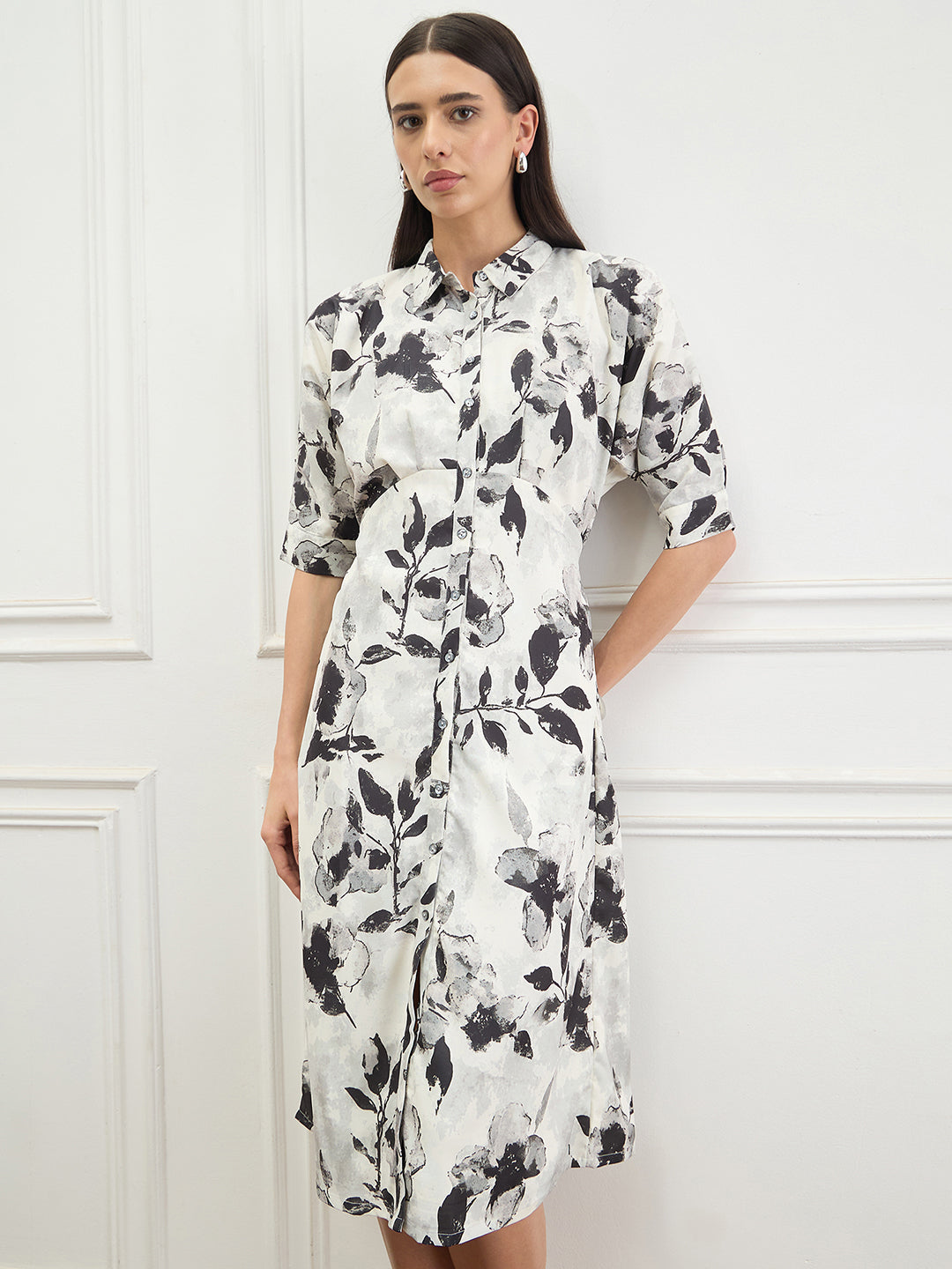 ICONIC Women White Printed Dress