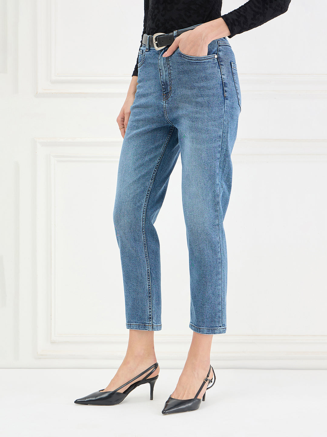 ICONIC Women Blue Slim Fit Mid Rise Jeans