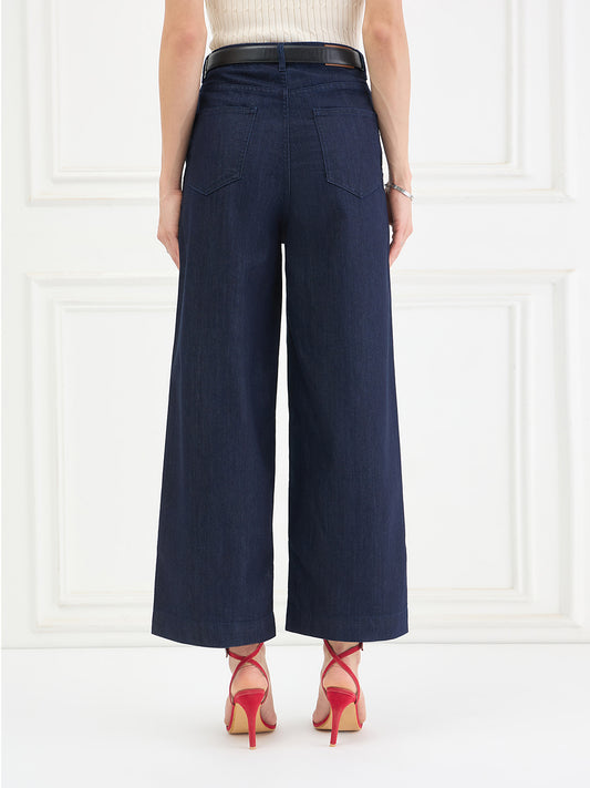 ICONIC Women Navy Blue Flared Fit Mid Rise Jeans