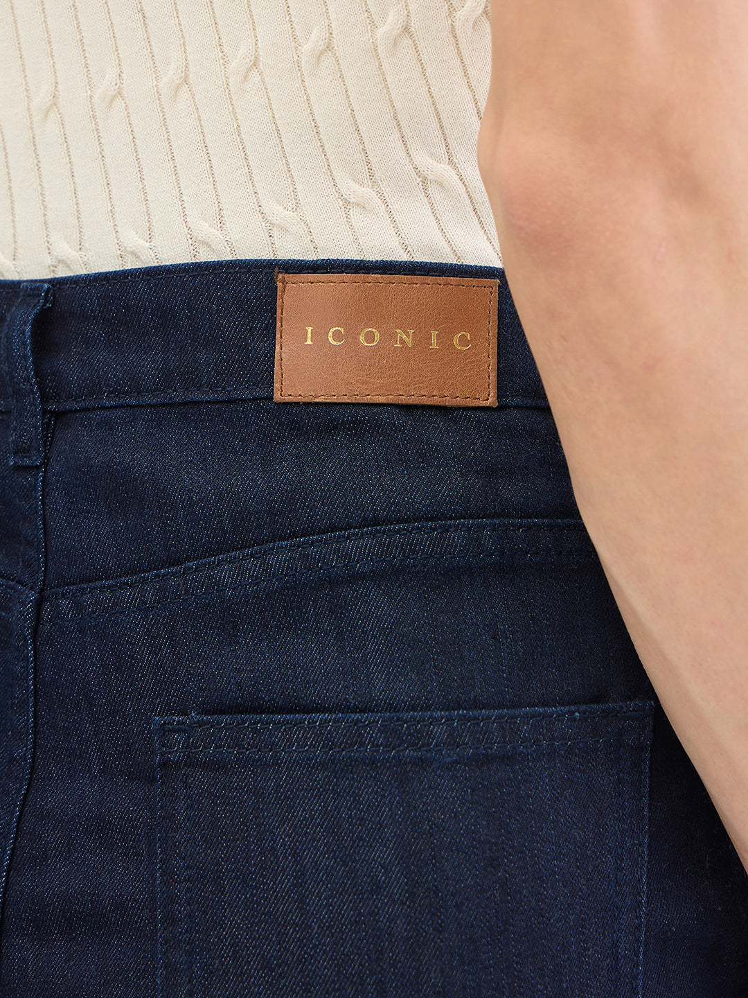 ICONIC Women Navy Blue Flared Fit Mid Rise Jeans