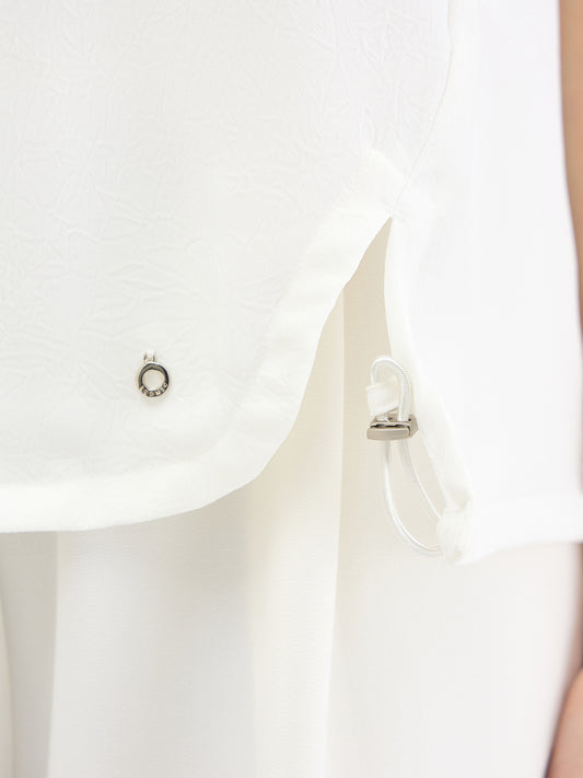 Iconic Women White Striped Loose Fit Top