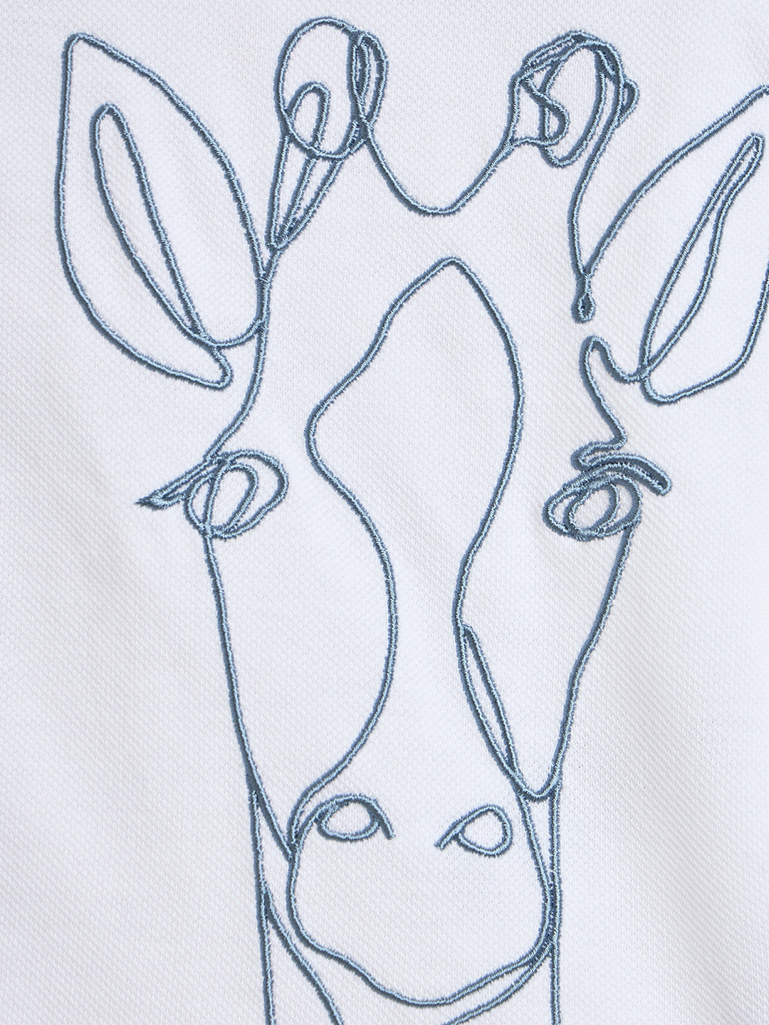 Blue Giraffe Boys White Printed Regular Fit Pure Cotton Polo T-Shirt