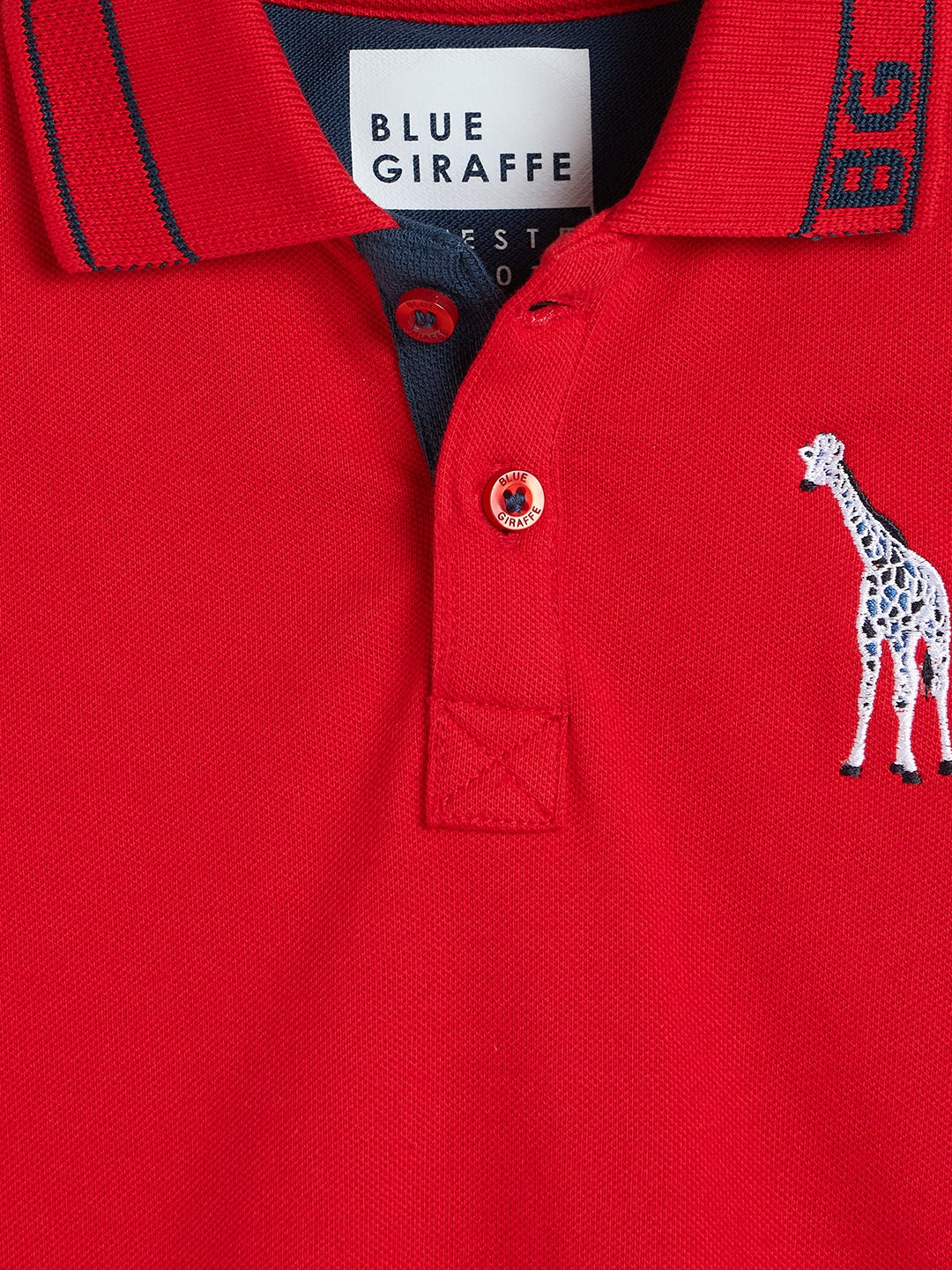 Blue Giraffe Boys Red Solid Regular Fit Polo T-Shirt