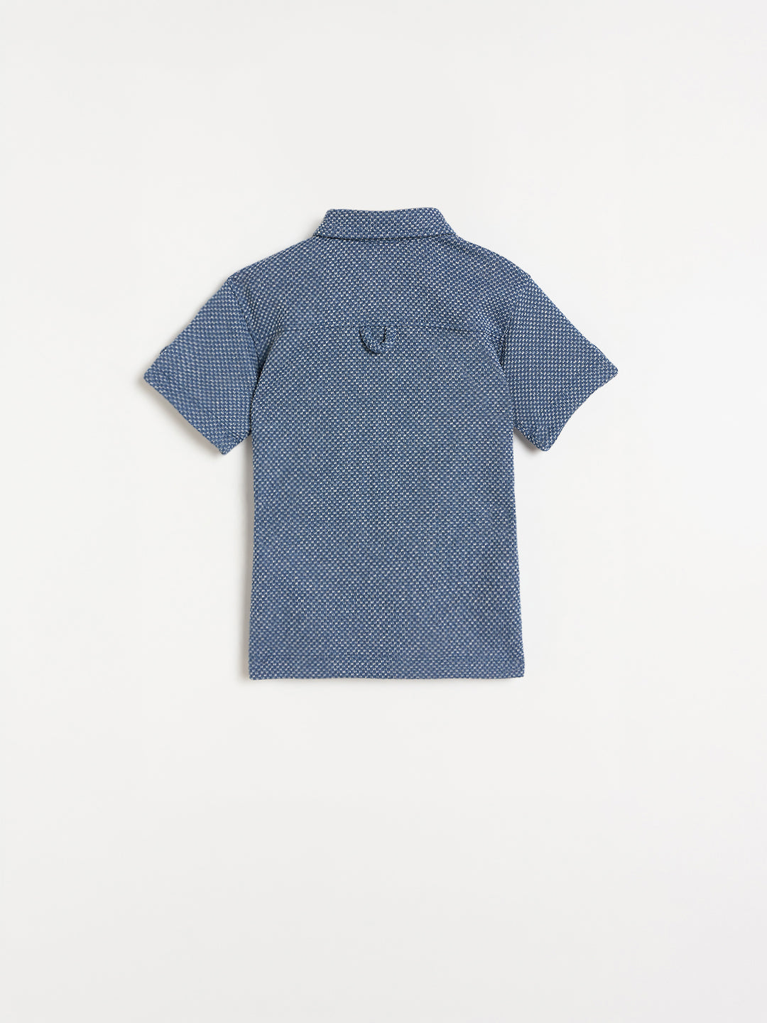 Blue Giraffe Boys Blue Woven Design Regular Fit Shirt