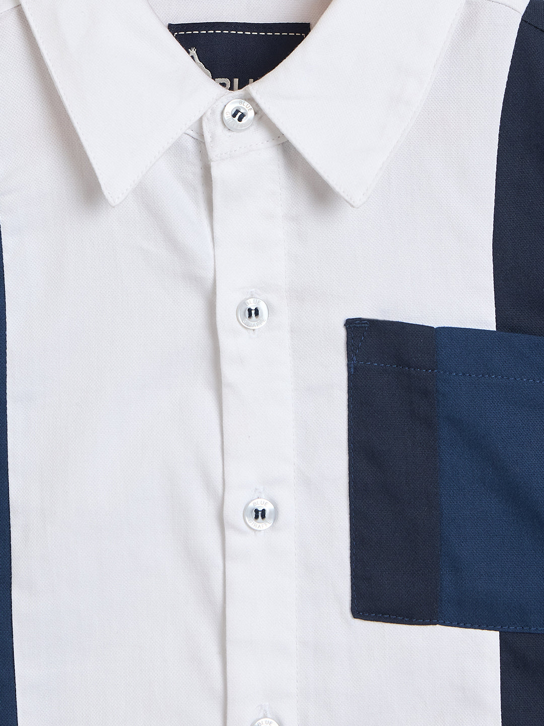 Blue Giraffe Boys Blue Colorblock Regular Fit Pure Cotton Shirt