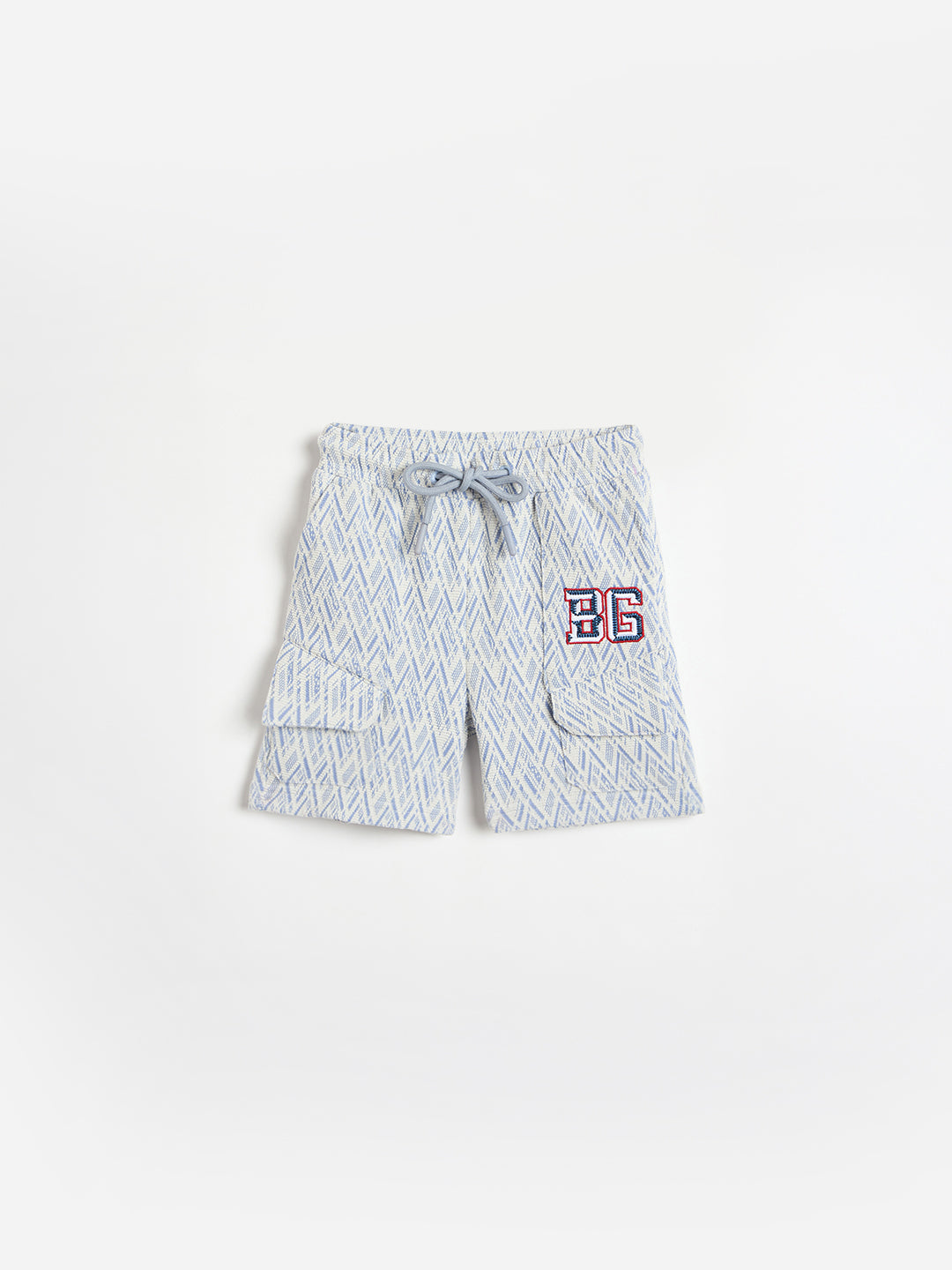 Blue Giraffe Boys Blue Jacquard Regular Fit Shorts