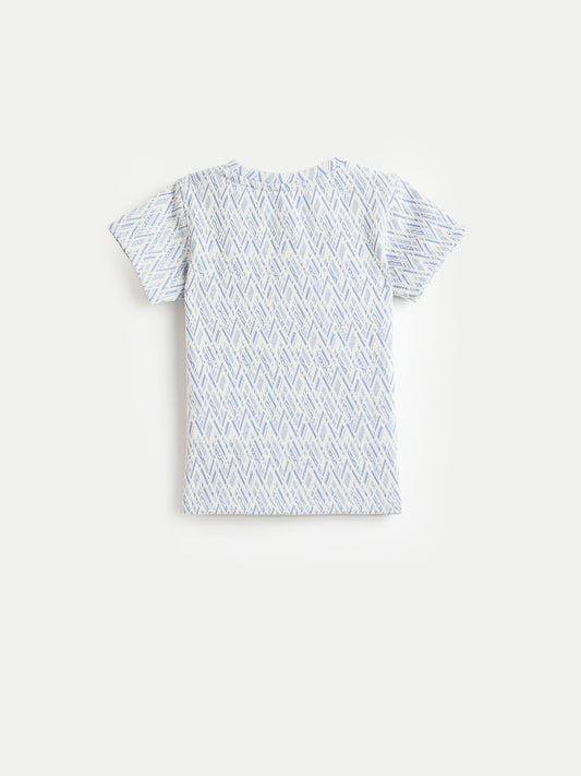 Blue Giraffe Boys Blue Jacquard T-Shirt
