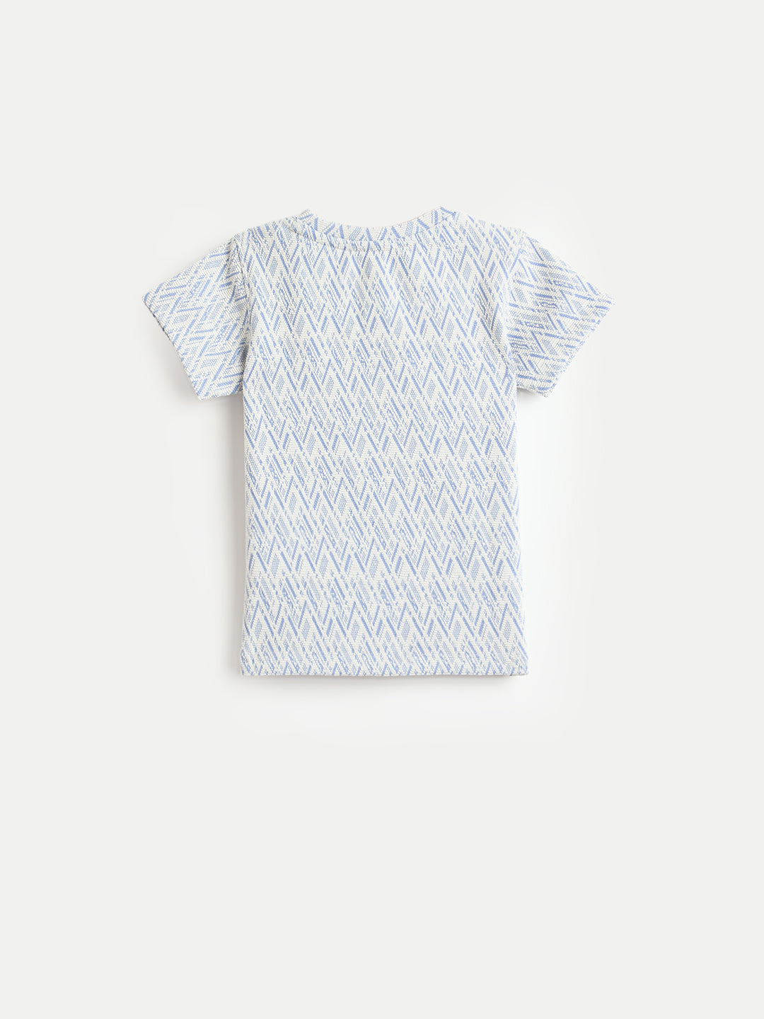 Blue Giraffe Boys Blue Jacquard Regular Fit T-Shirt