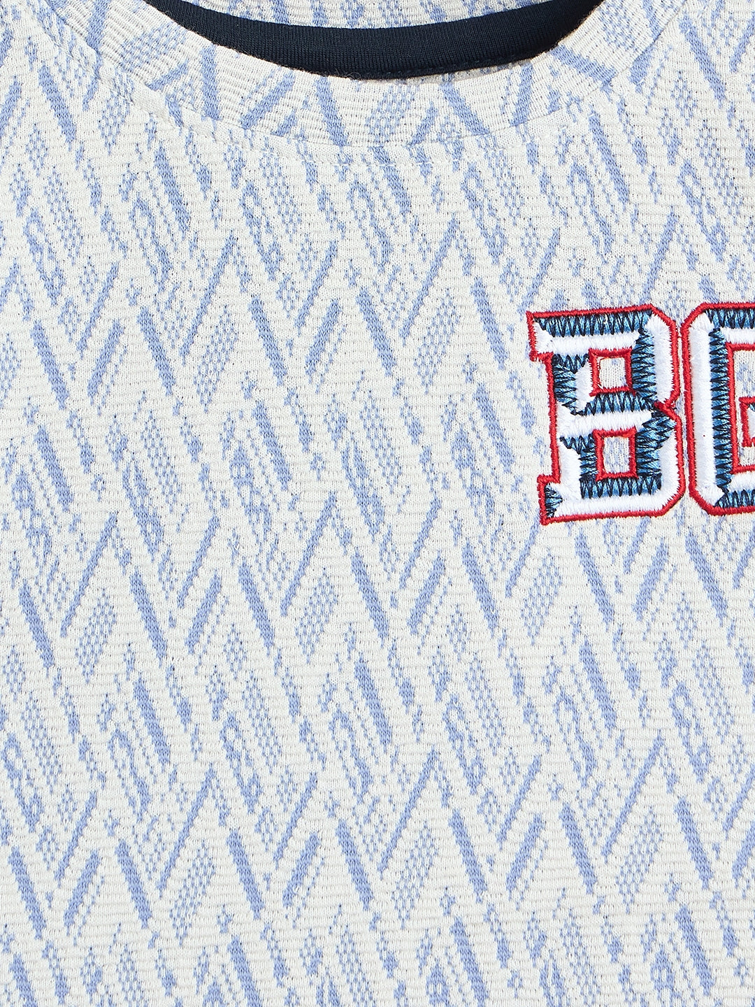 Blue Giraffe Boys Blue Jacquard T-Shirt