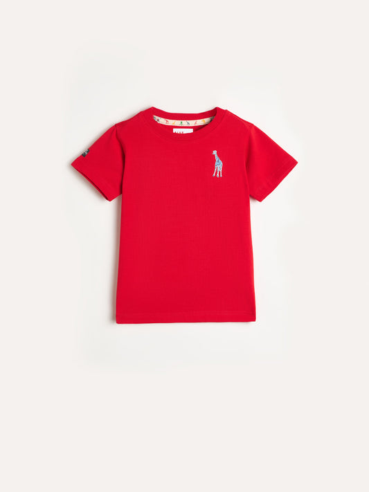 Blue Giraffe Boys Red Core Round Neck T-Shirt