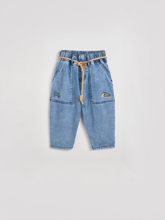 Blue Giraffe Boys Blue Pocket and Cord Belt Jeans