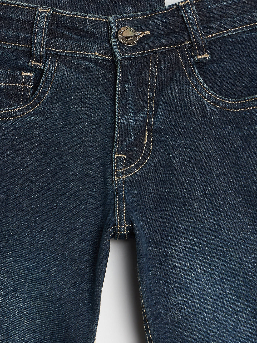 Blue Giraffe Navy Blue Solid Stretchable Bootcut Fit Jeans
