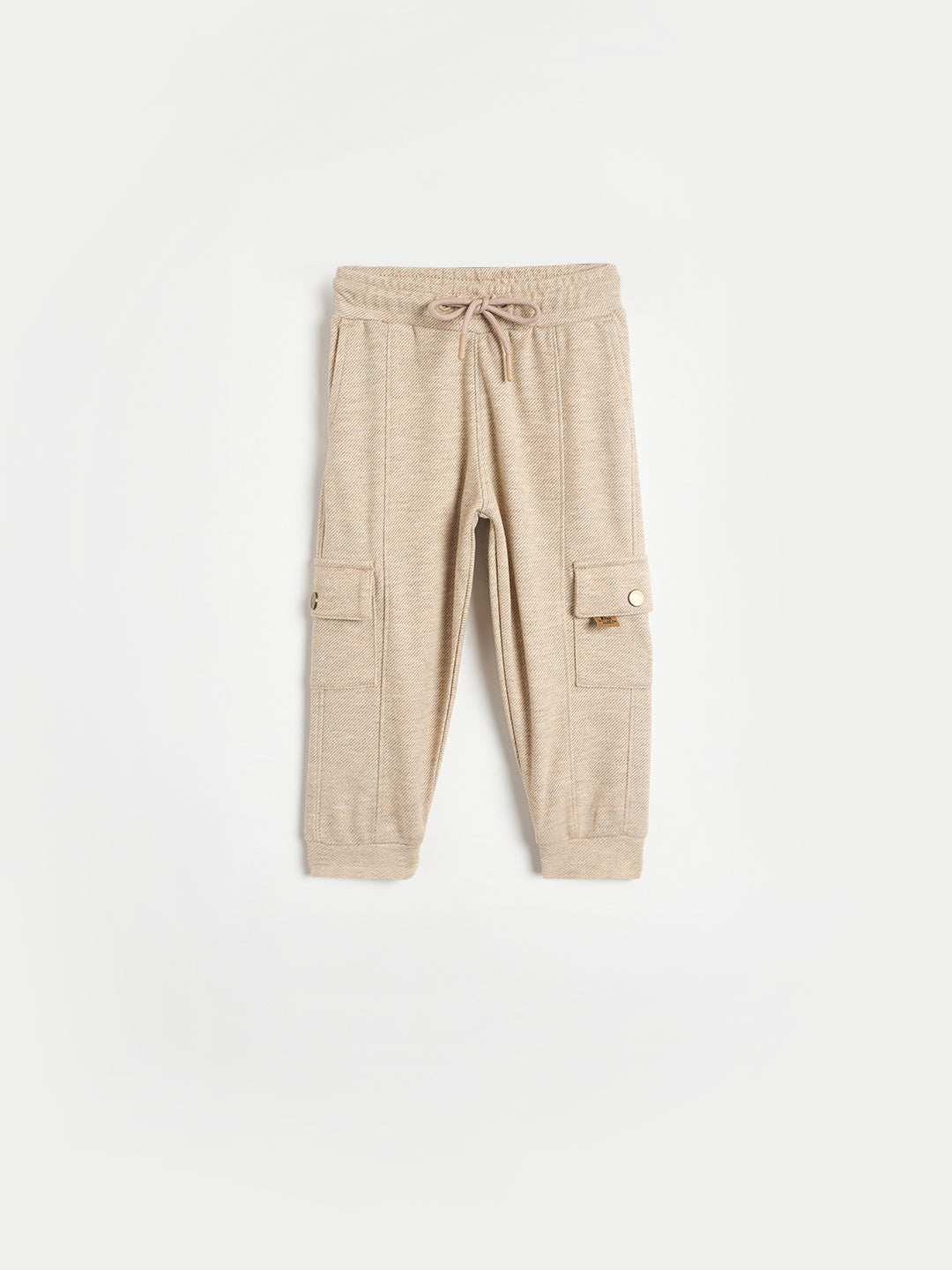 Blue Giraffe Boys Beige Solid Regular Fit Jogger