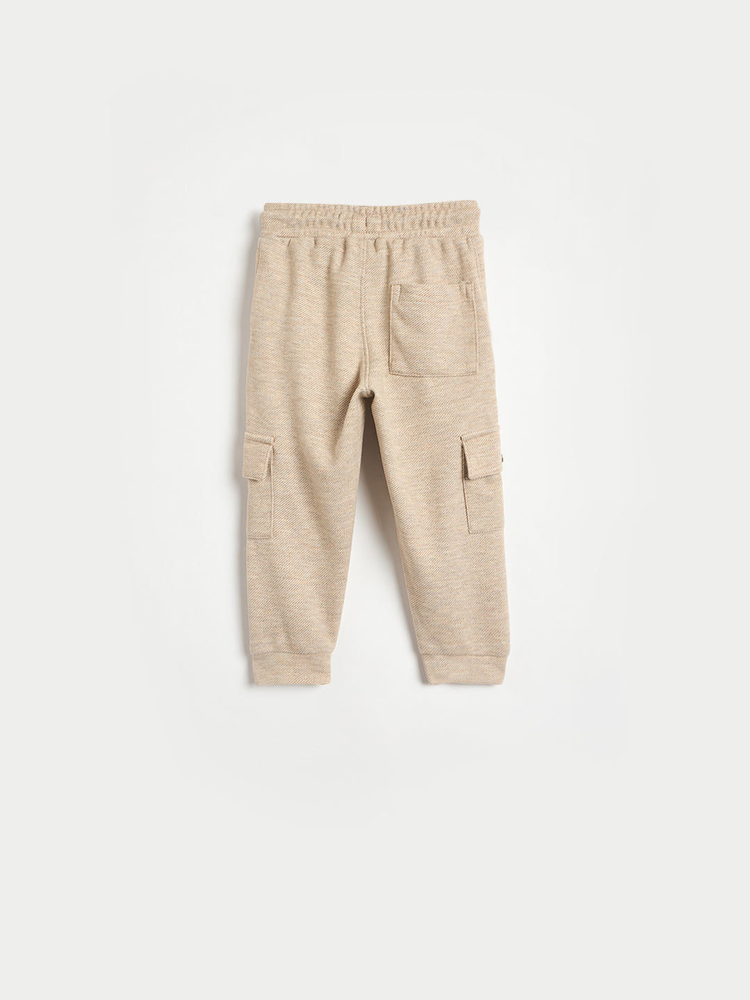 Blue Giraffe Boys Beige Solid Regular Fit Jogger