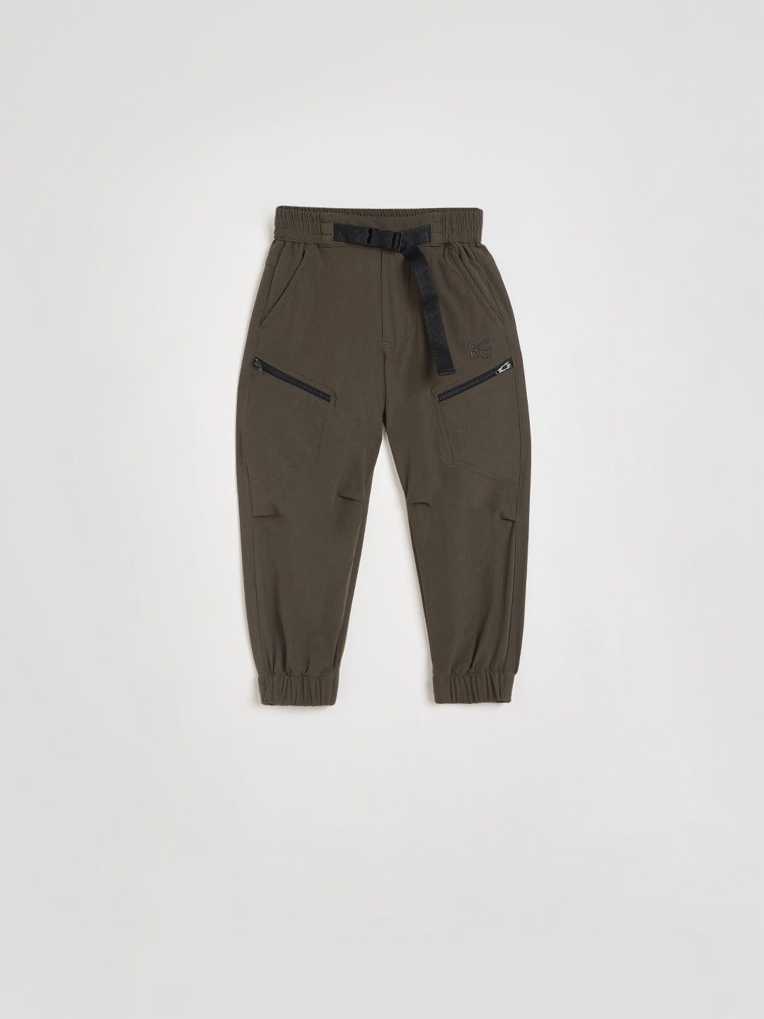 Blue Giraffe Boys Green Solid Regular Fit Jogger