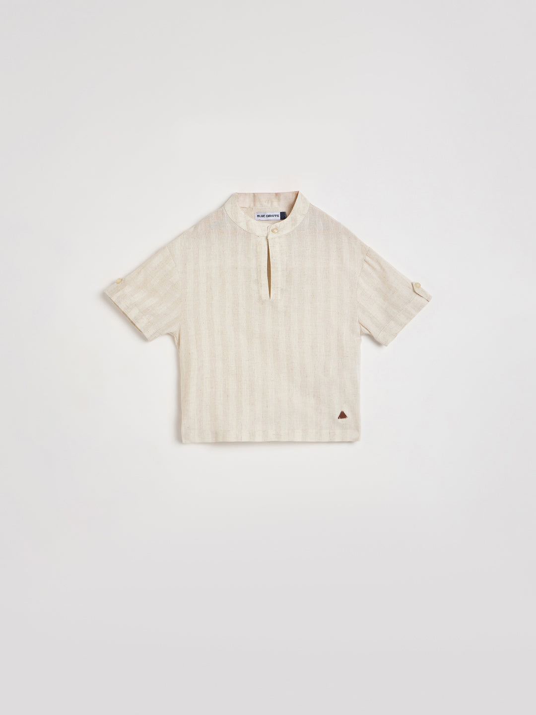 Blue Giraffe Boys Beige Striped Structure Shirt