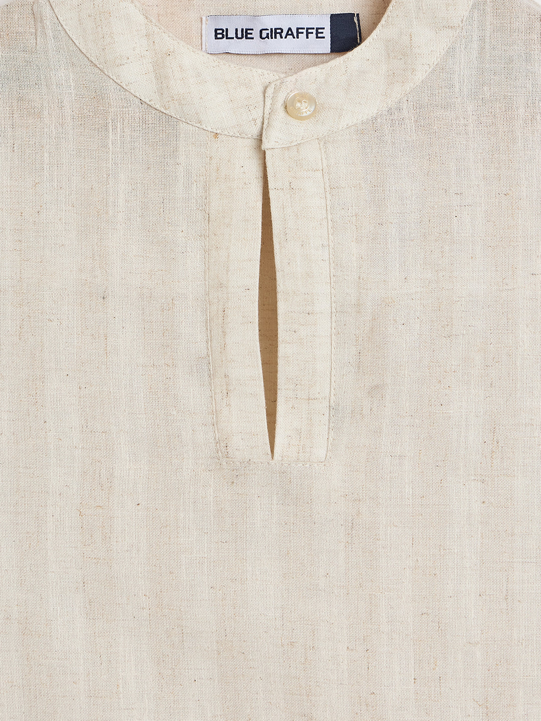 Blue Giraffe Boys Beige Striped Structure Shirt