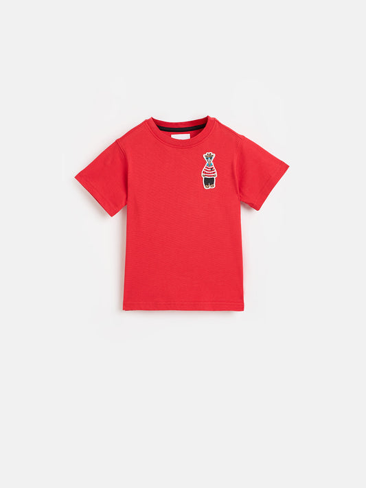 Blue Giraffe Boys Red Solid Regular Fit Pure Cotton T-Shirt