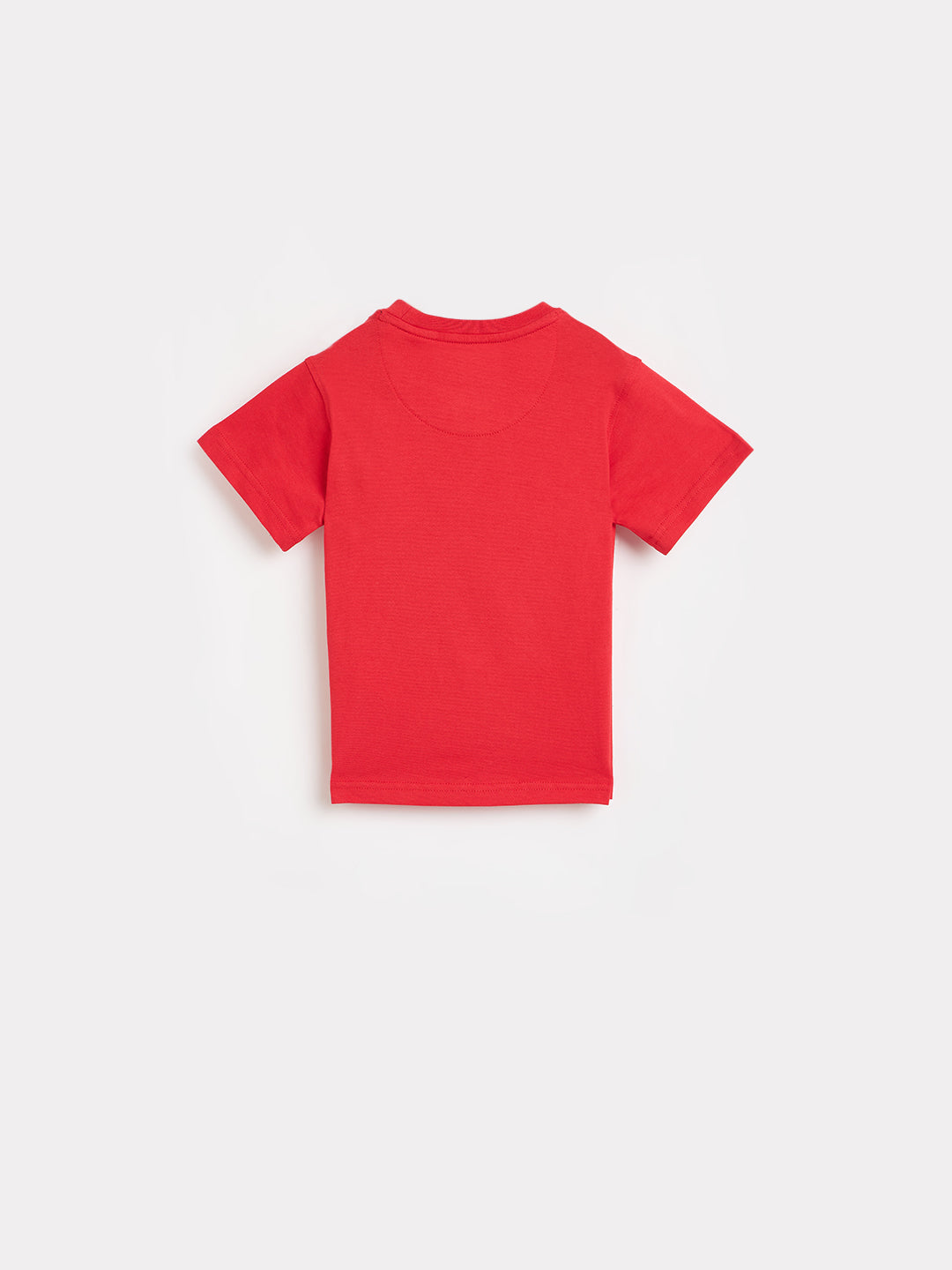 Blue Giraffe Boys Red Solid Regular Fit Pure Cotton T-Shirt