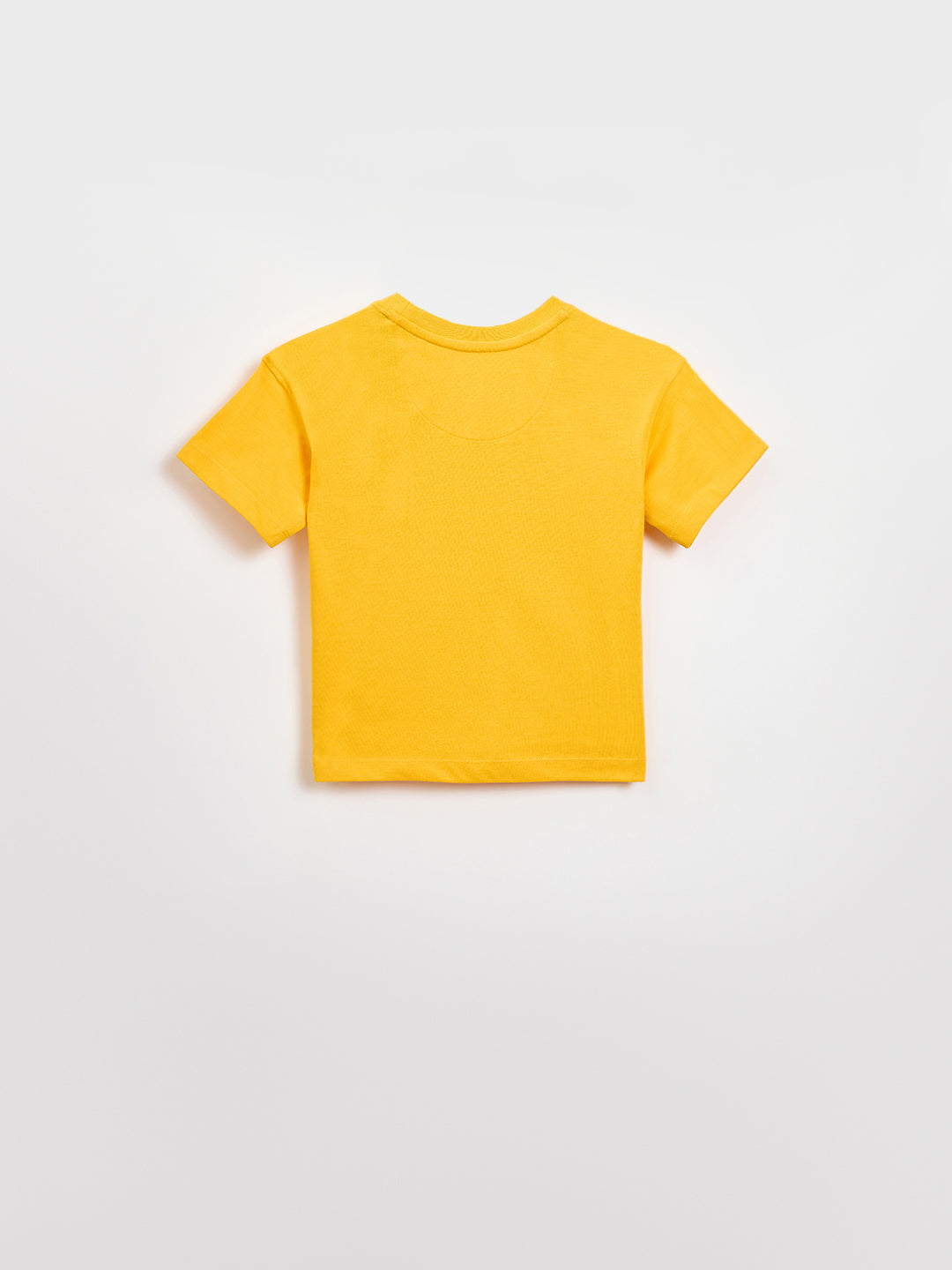 Blue Giraffe Boys Yellow Printed Boxy Fit Pure Cotton T-Shirt