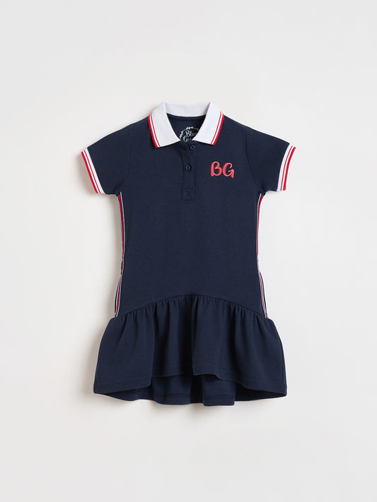 Blue Giraffe Navy Blue Solid Stretchable A-Line Fit Dress