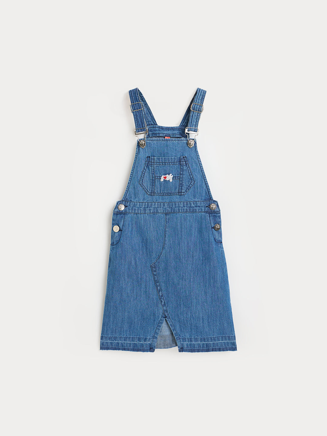 Blue Giraffe Girls Blue Solid A-Line Fit Pure Cotton Dress