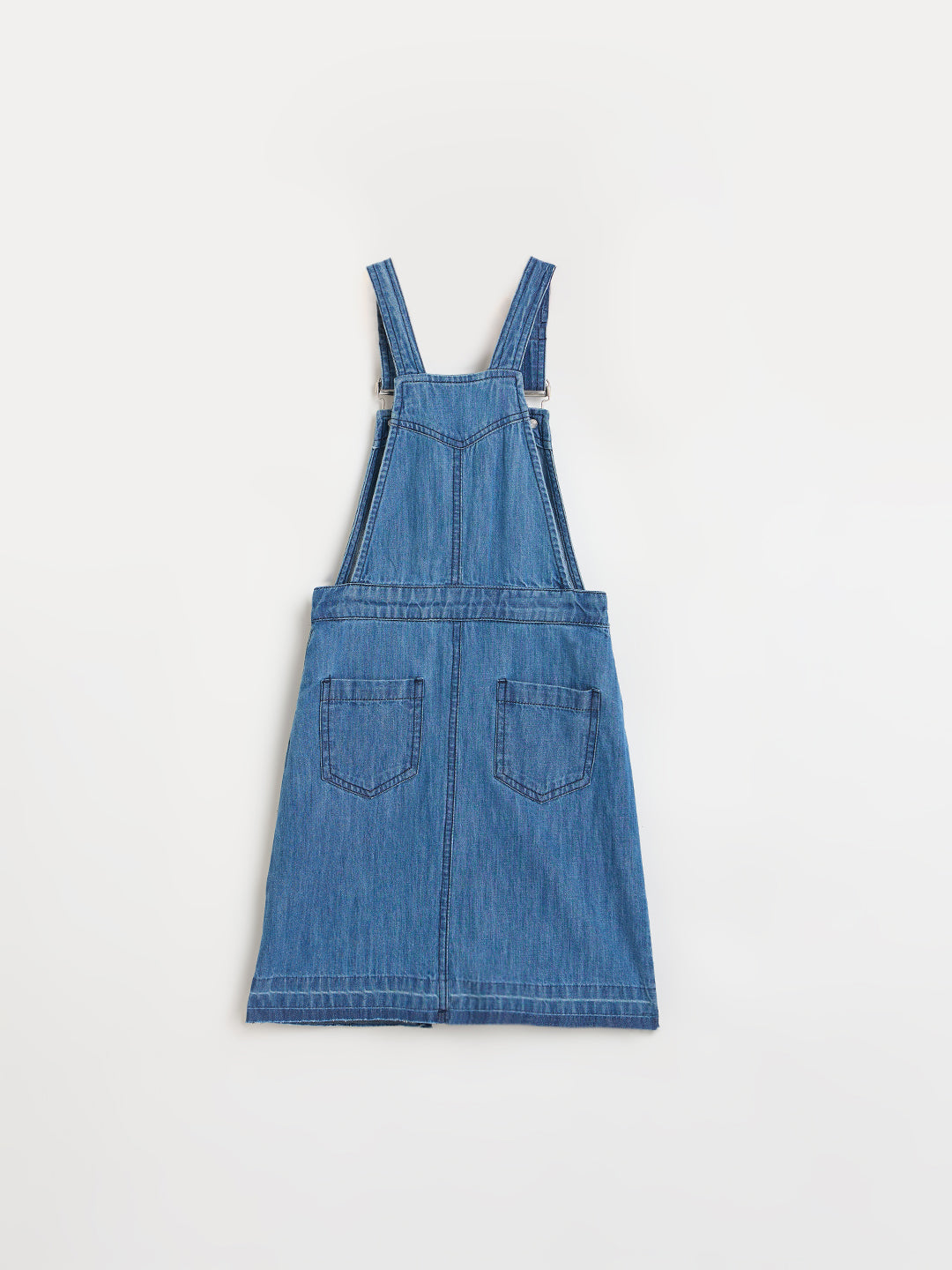 Blue Giraffe Girls Blue Solid A-Line Fit Pure Cotton Dress