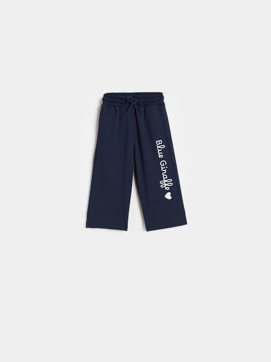 Blue Giraffe Girls Navy Blue Solid Regular Fit Trouser