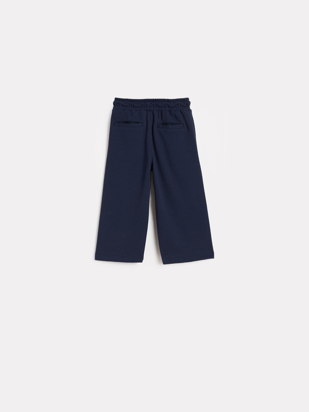 Blue Giraffe Girls Navy Blue Solid Regular Fit Trouser