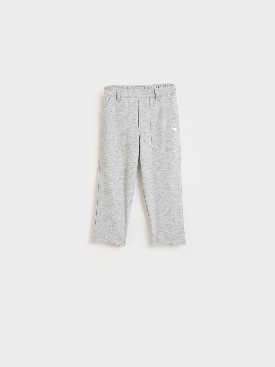 Blue Giraffe Girls Grey Solid Regular Fit Trouser