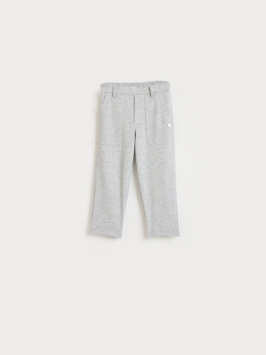 Blue Giraffe Girls Grey Solid Regular Fit Trouser