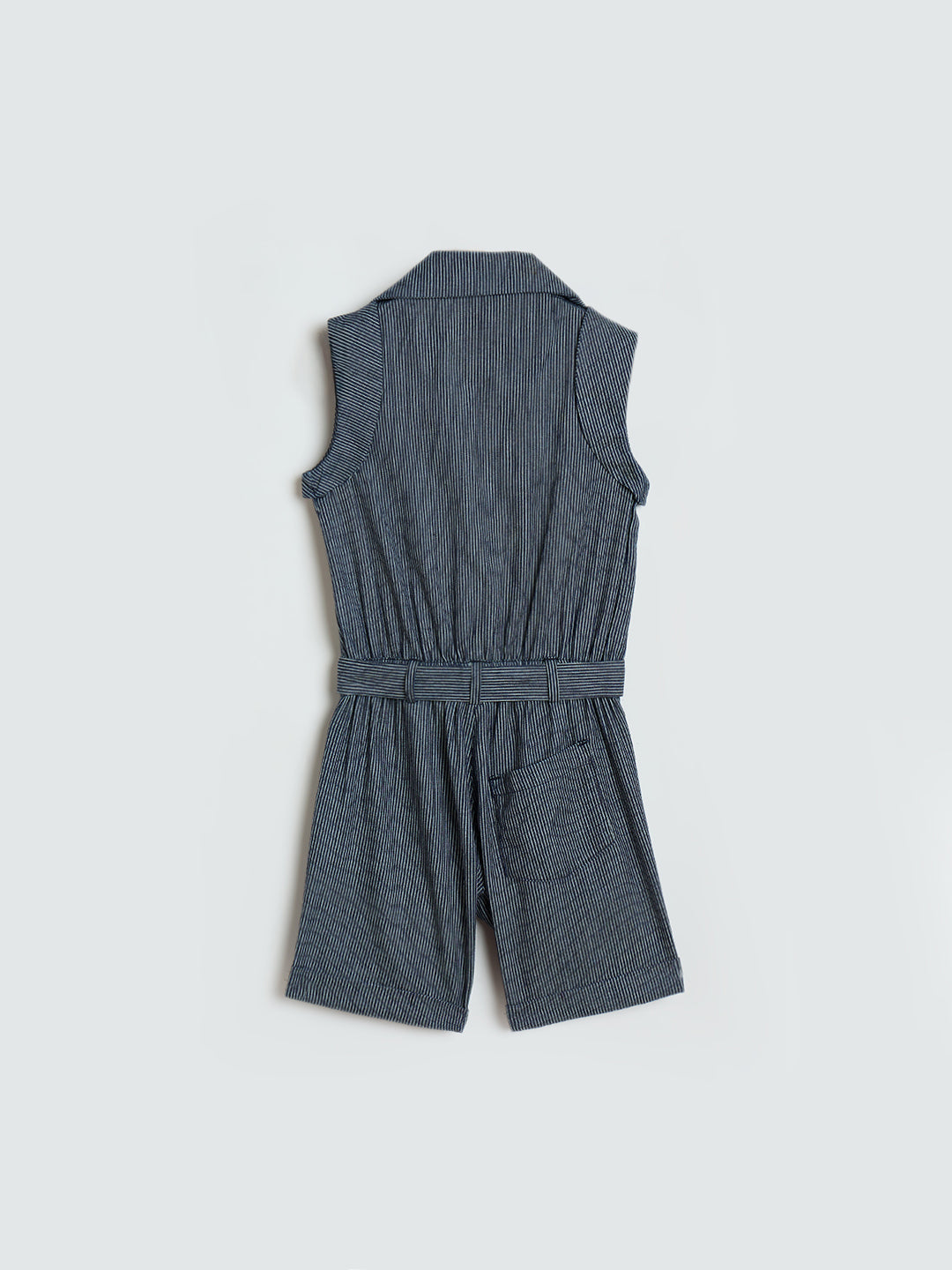 Blue Giraffe Girls Navy Blue Striped Regular Fit Pure Cotton Jumpsuit