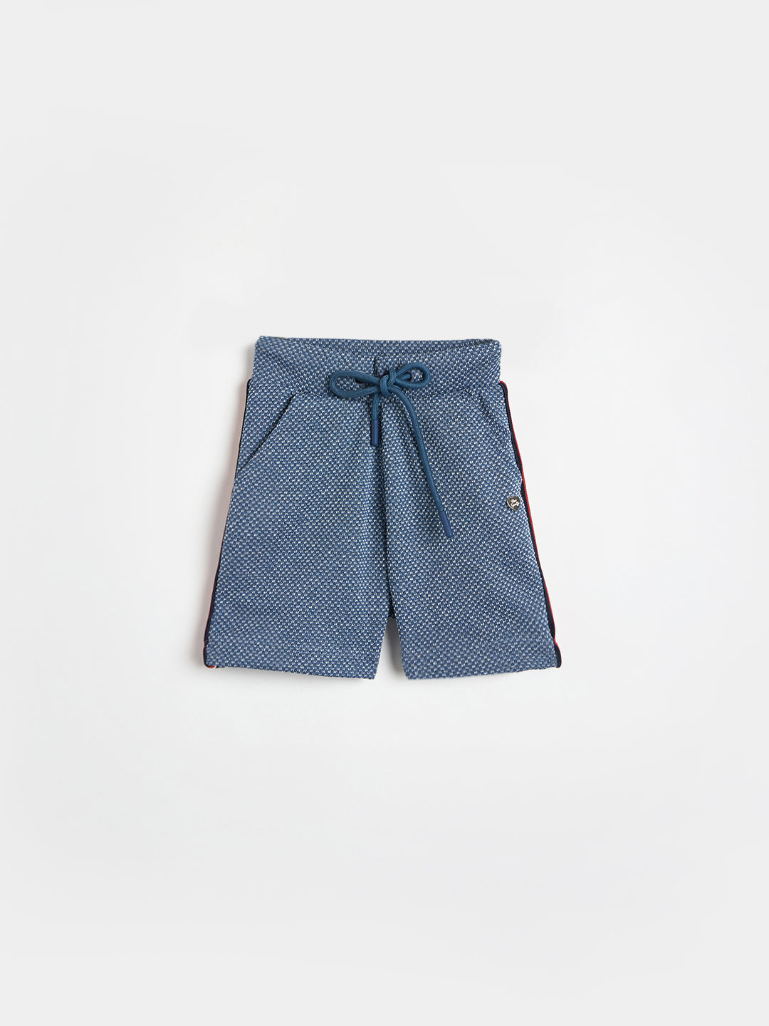 Blue Giraffe Girls Blue Woven Design Regular Fit Pure Cotton Shorts