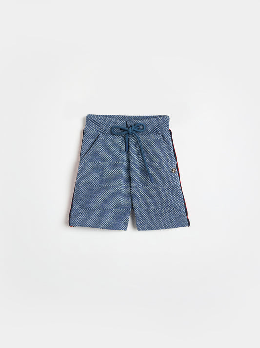 Blue Giraffe Girls Blue Woven Design Regular Fit Pure Cotton Shorts