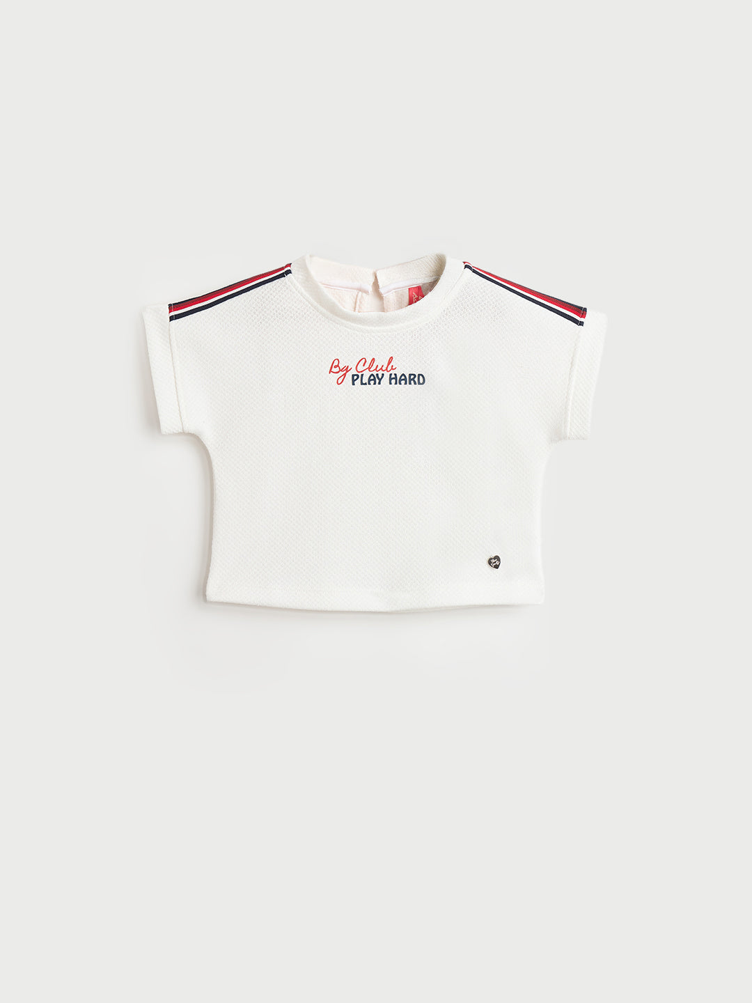 Blue Giraffe Girls White Solid Regular Fit T-Shirt