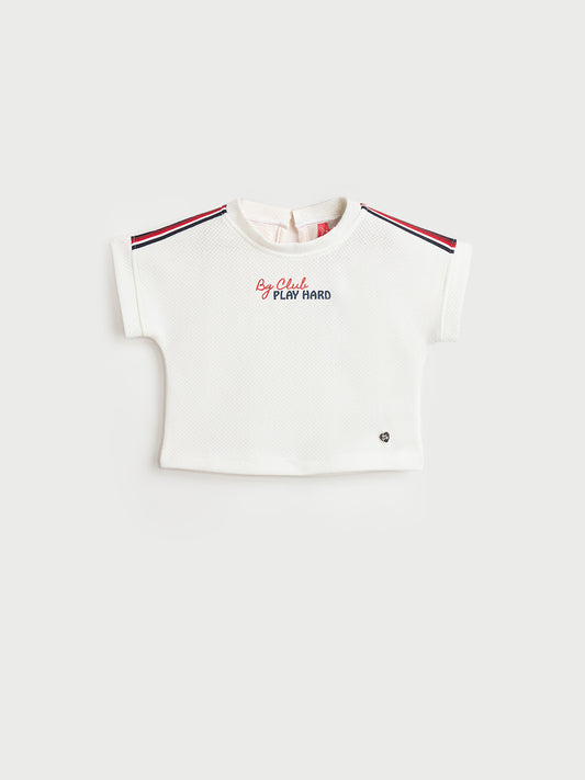 Blue Giraffe Girls White T-Shirt