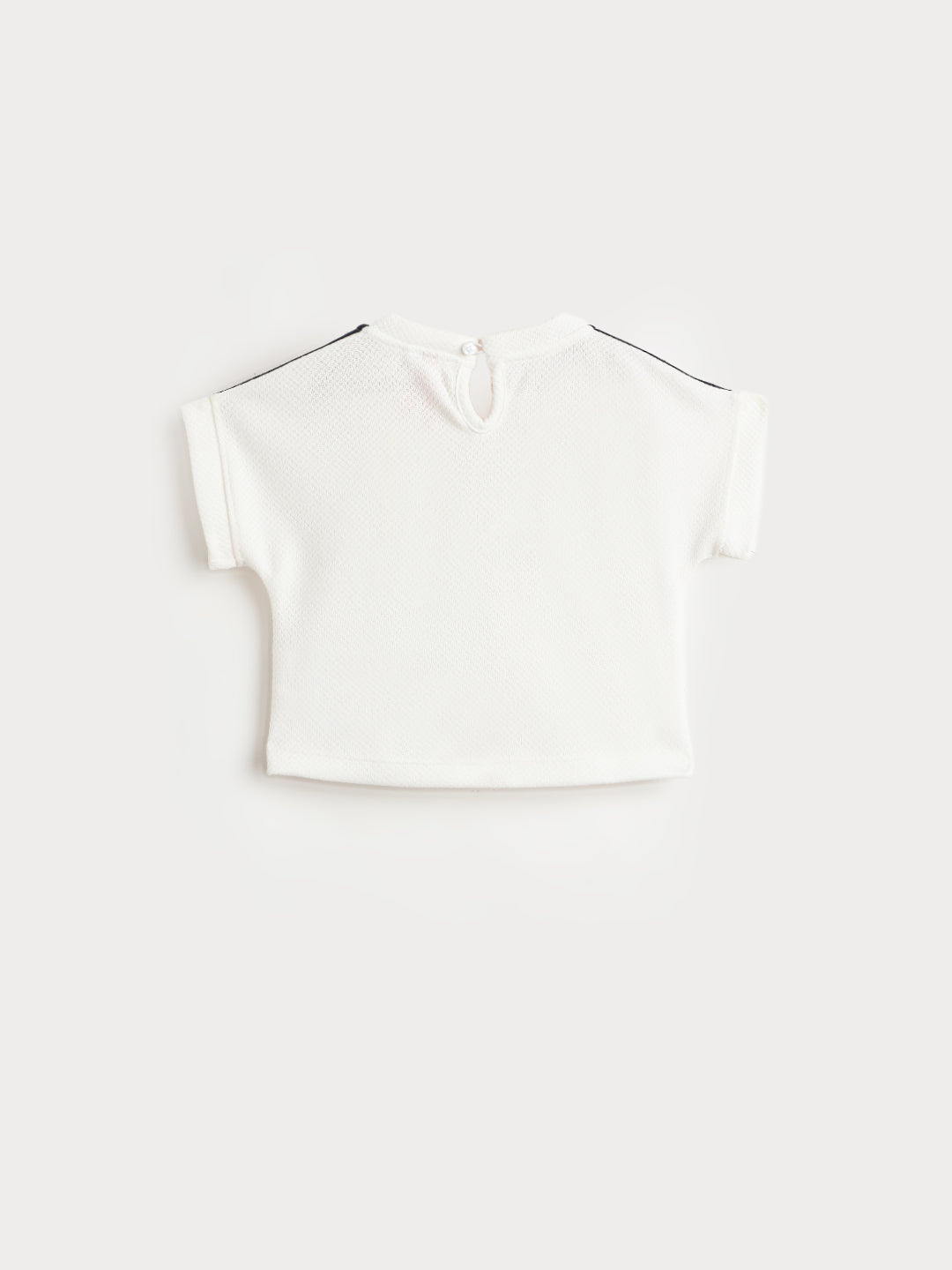 Blue Giraffe Girls White Solid Regular Fit T-Shirt