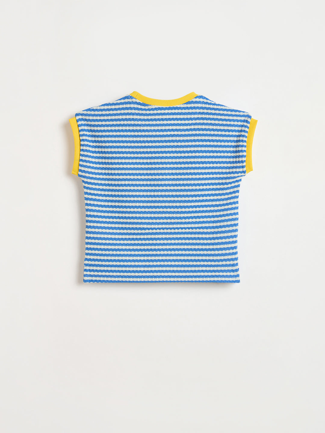 Blue Giraffe Girls Blue Striped Regular Fit T-Shirt